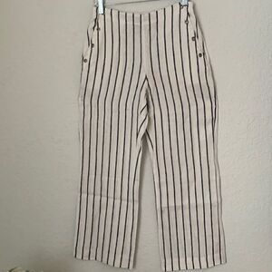 Chico’s Linen Blue Striped Wide Leg Pants Size 0/4/S